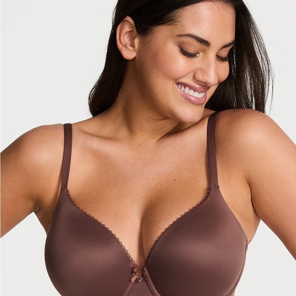 Victoria's Secret Coco Brown Bra push-up bbv front Underwire push 38DDD 423593